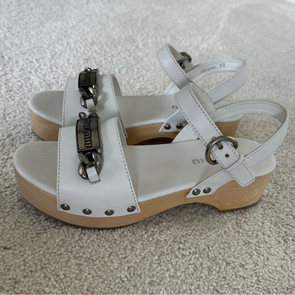 Miu Miu Clog Sandals With Id Buckle - image 1
